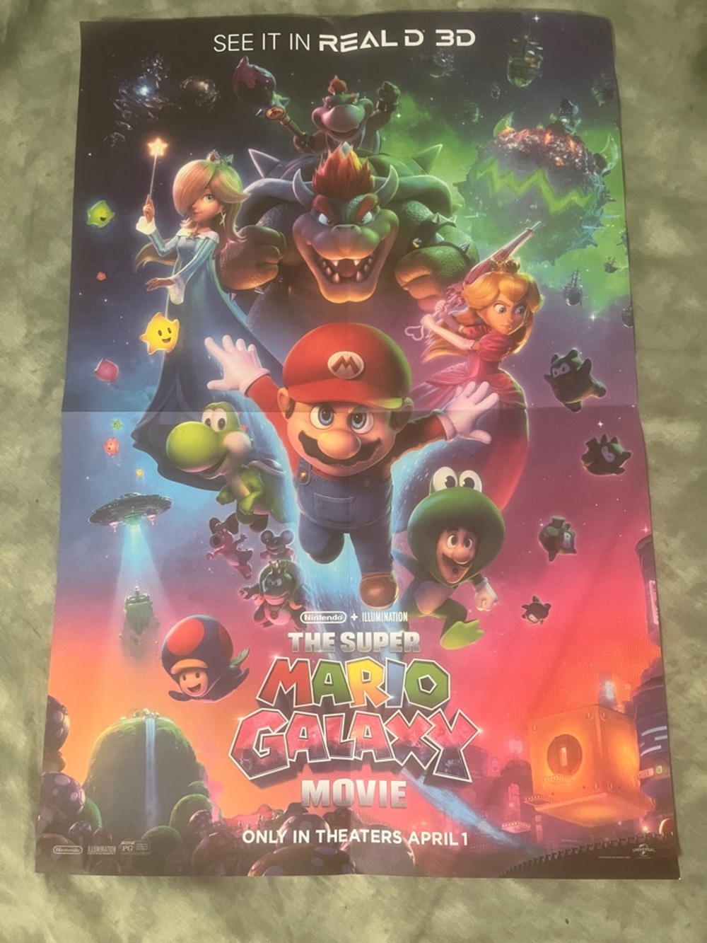 Super Mario Galaxy 18x24 Movie Poster ORIGIN Fold-Up (2-Sided) Nin ten do NEW - Picture 4 of 11